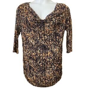 MOTHERHOOD MATERNITY multiocolored drape front 3/4 sleeve blouse - large